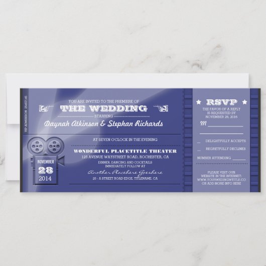 Film Premiere Wedding Tickets Uitnodigingen (Voorkant)