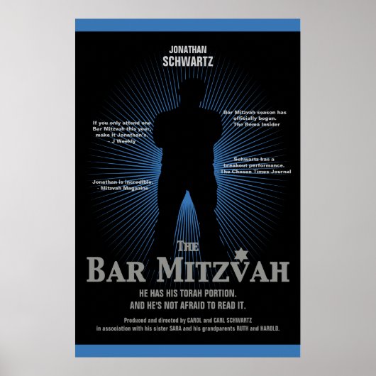 Film Star Bar Mitzvah Poster Black Navy Blue (Devant)