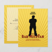 Film Star Bar Mitzvah Réponse RSVP Bleu Jaune (Devant / Derrière)