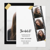 Film Strip 4 Photo Collage Faire-part de graduatio (Devant / Derrière)
