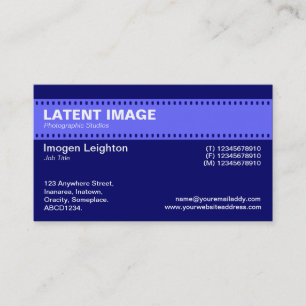 Film Strip Header - Electric Blue met Dp Navy Visitekaartje