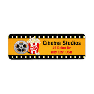 Film Strip, Popcorn et Reel Étiquettes de adresse