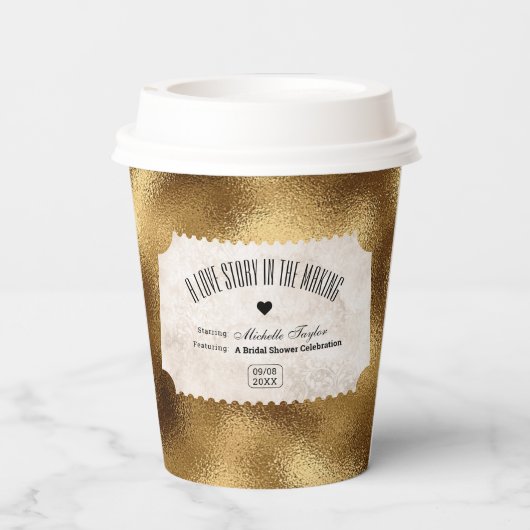 Film Ticket Bruids Datum Nacht Ideeën Papieren Bekers (Achterkant)