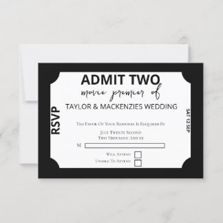 Film Ticket Wedding RSVP Kaartje