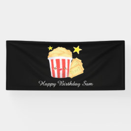 Filmavond Popcorn en tickets Spandoek