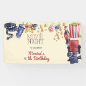 Filmavond verjaardag voor kinderen spandoek (Horizontaal)
