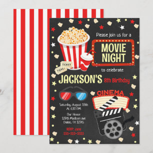Filmavond Verjaardagsuitnodiging Kinderen Filmfees Kaart
