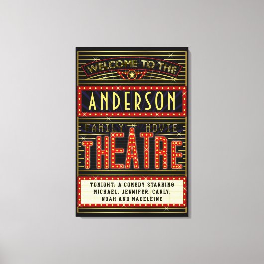 Filmbioscoop thuisbioscoop | Naam 24 x 36 Canvas Afdruk (Voorkant)