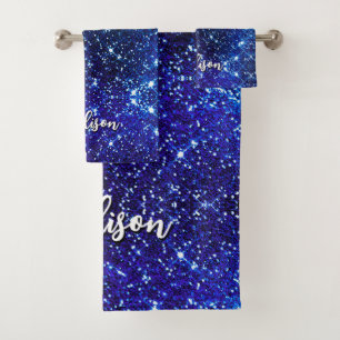Filmblauw Glitter monogram Bad Handdoek
