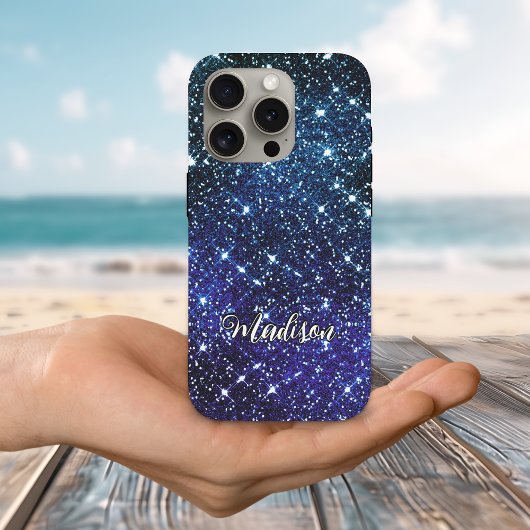 Filmblauw Glitter monogram Case-Mate iPhone Case