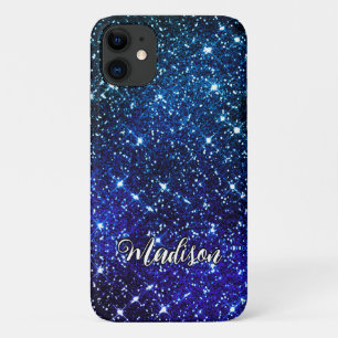 Filmblauw Glitter monogram iPhone 11 Hoesje
