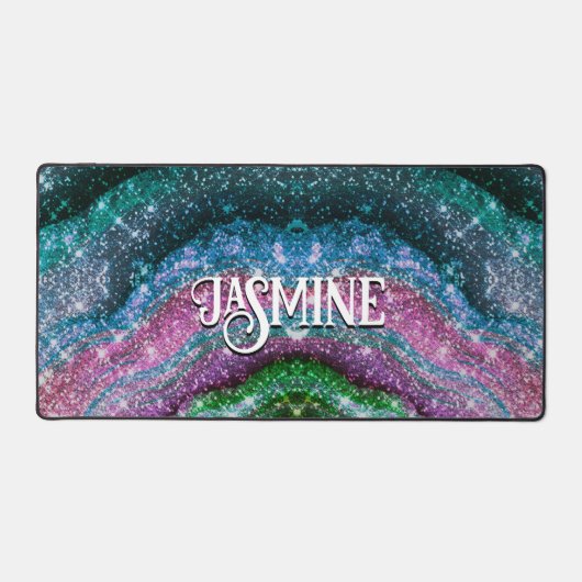 Filmblauw paars Glitter monogram Bureaumat (Voorkant)