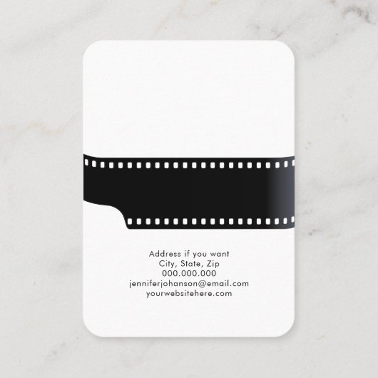 Filmcamera QR-code zwart en wit Visitekaartje (Achterkant)