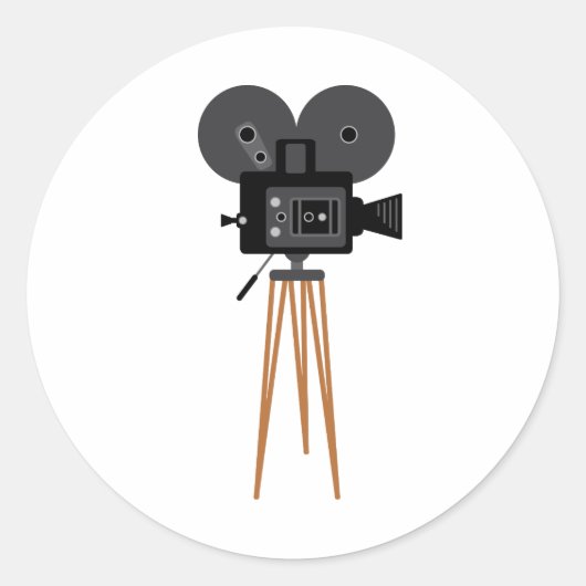 Filmcamera Ronde Sticker (Voorkant)