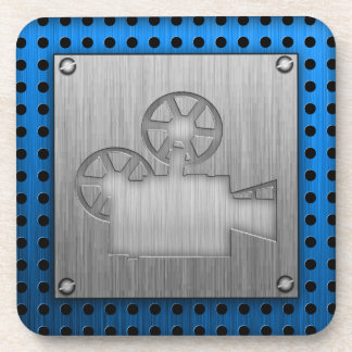 Filmcamera van geborsteld metaal onderzetter