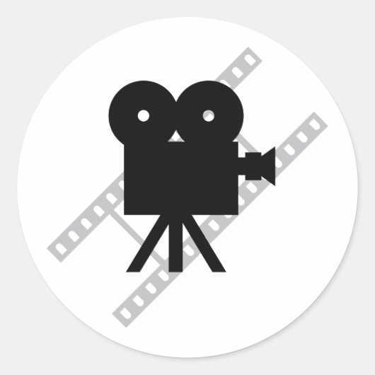 filmcamerapictogram ronde sticker (Voorkant)