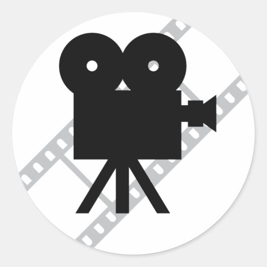 filmcamerapictogram ronde sticker (Voorkant)