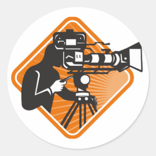 filmcrew cameraman fotograferen camera ronde sticker