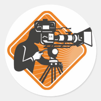 filmcrew cameraman fotograferen camera ronde sticker