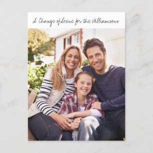 Filmfamilie van whimsical Script Photo New Address Aankondigingskaart