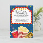 filmfeest | Uitnodiging voor verjaardagsfeestje (Staand voorkant)