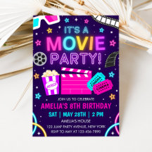 Filmfeest Verjaardagsuitnodiging