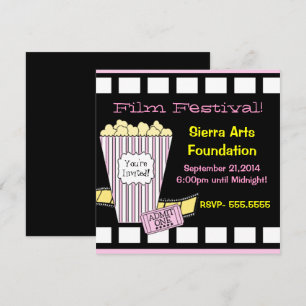 Filmfestival Geel en Roze Popcorn Filmstrip Kaart