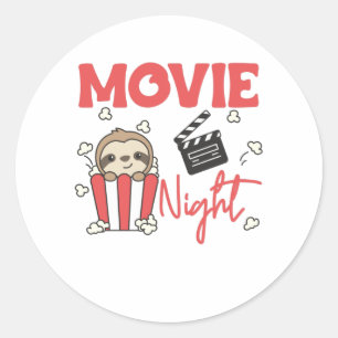 Filmfilm met Slote popcorn nachtfilms Ronde Sticker