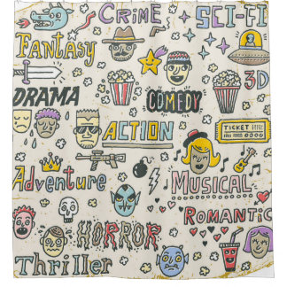 Filmgenres: TV-Shows Doodle Set Douchegordijn