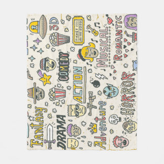 Filmgenres: TV-Shows Doodle Set Fleece Deken