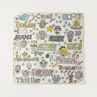 Filmgenres: TV-Shows Doodle Set Wandkleed