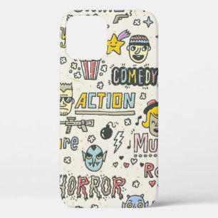 Filmgenres. TV-Shows, Serie Funny Doodle vintag iPhone 12 Hoesje