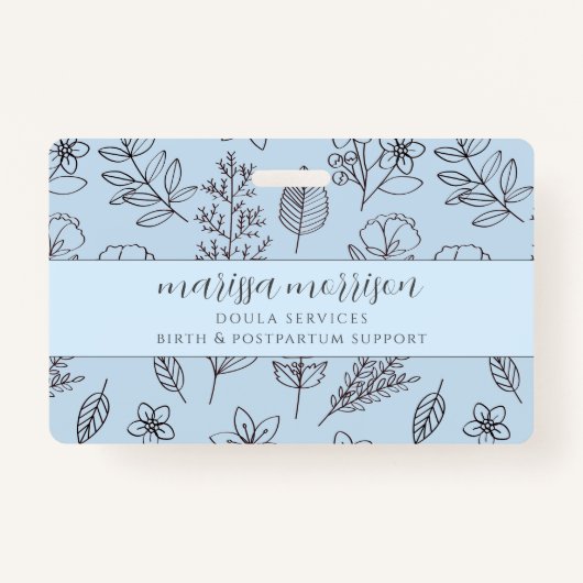 Filmhandtekeningen van Floral Script Blue Doula Badge (Voorkant)