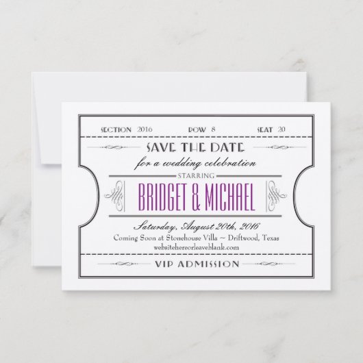 filmkaartje bruiloft Save the date (Voorkant)