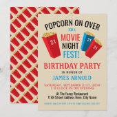 Filmliefest, Popcorn Box Birthday Party Kaart (Voorkant / Achterkant)