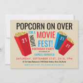 Filmliefest, Popcorn Box Birthday Party Kaart (Voorkant)