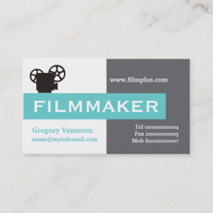 Filmmaker grijs, wit, aqua opvallend visitekaartje