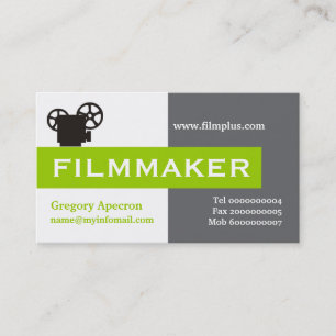 Filmmaker grijs, wit, limoengroen in het oog sprin visitekaartje