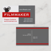 Filmmaker grijs, wit, rood in het oog vallend visitekaartje (Voorkant / Achterkant)