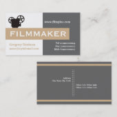 Filmmaker grijs, wit, tan in het oog springend visitekaartje (Voorkant / Achterkant)