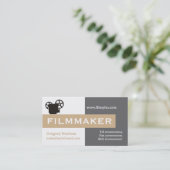 Filmmaker grijs, wit, tan in het oog springend visitekaartje (Staand voorkant)