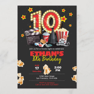 Filmnacht, theater - 10th Birthday Uitnodiging