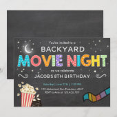 Filmnacht uitnodiging onder de sterren (Voorkant / Achterkant)