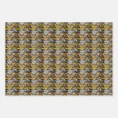 Filmpatroon van witte, zwarte en goudveer inpakpapier vel (Voorkant)