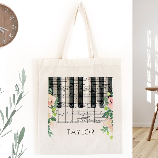 filmpiano florale naam tote bag