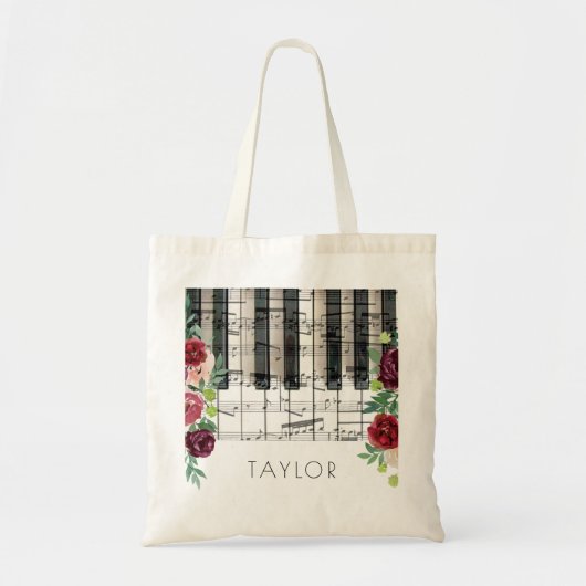 filmpiano florale naam tote bag (Voorkant)
