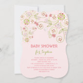 Filmroze Floral Blooms Chic Girl Baby shower Kaart (Voorkant)