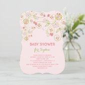 Filmroze Floral Blooms Chic Girl Baby shower Kaart (Staand voorkant)