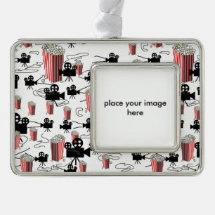 Films en Popcorn Verzilverd Kader Ornament