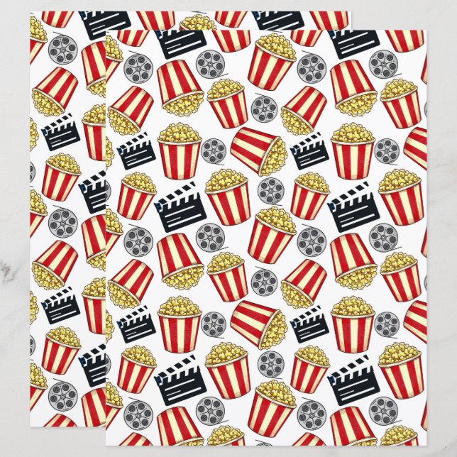 Films & Popcorn Scrapbook Papier (Voorkant / Achterkant)